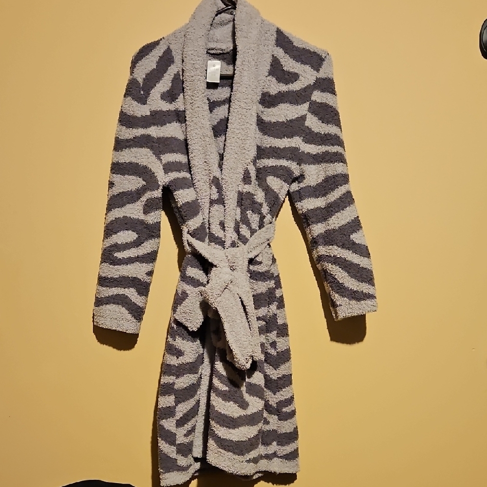 Gray Zebra Print Women's Robe S/M